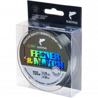 Леска монофильная SALMO DIAMOND FEEDER & MATCH FLUORO COATED Olive Green 150/028